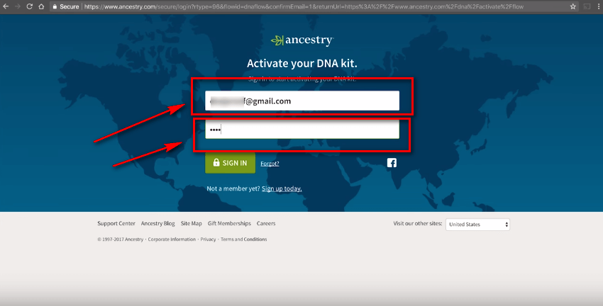 ancestry email password