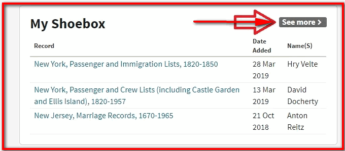 Where is my shoebox on Ancestry.