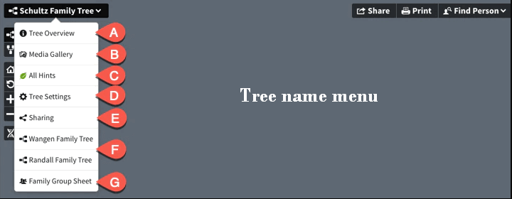 Tree name menu